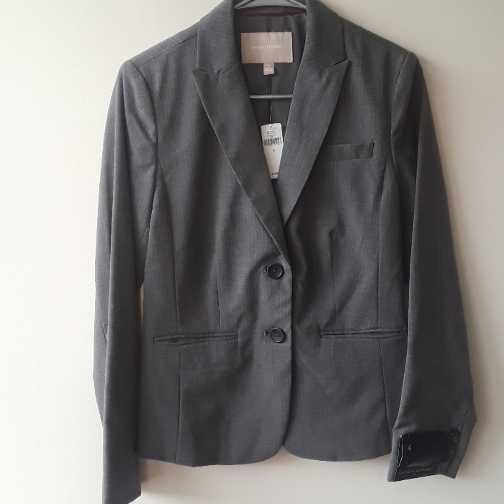 NWT Banana Republic Factory Grey Striped Blazer